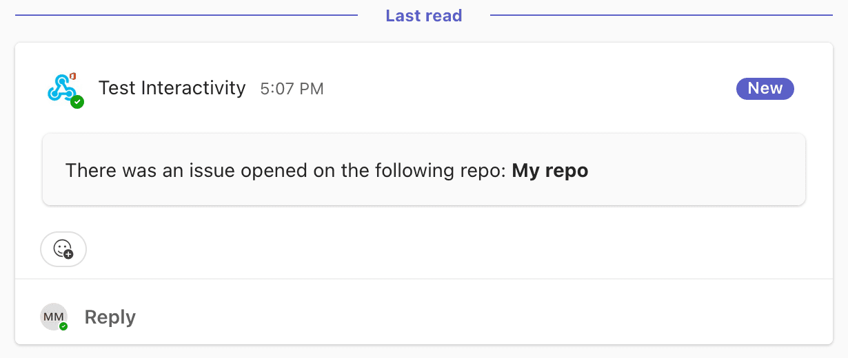 A Microsoft Teams message